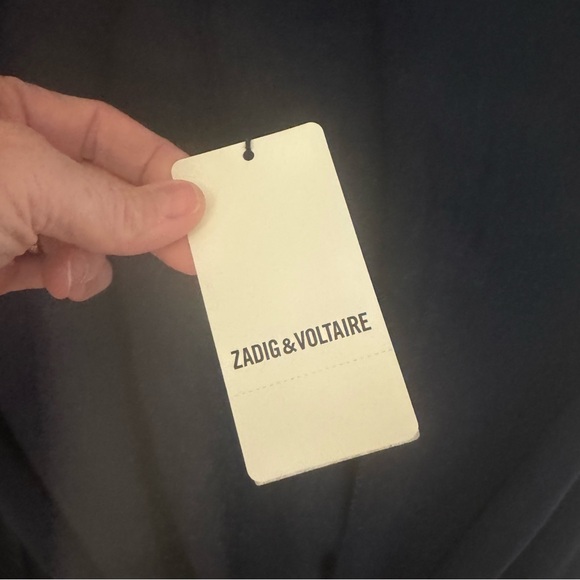 HP🎉 NWT ZADIG & VOLTAIRE Rona 100% Cashmere Long Cardigan Blue Belted Duster LG - Picture 4 of 14